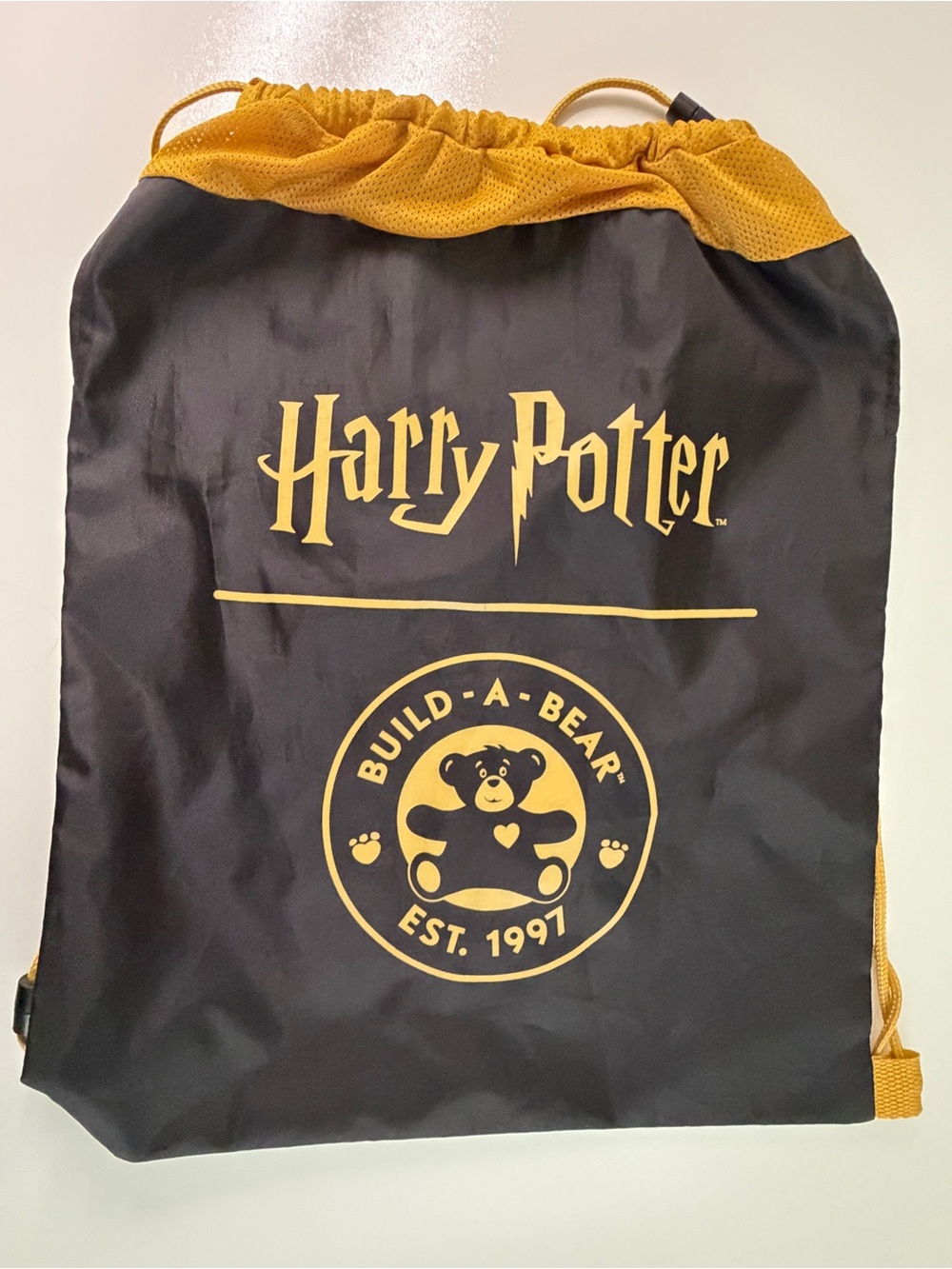 Build-A-Bear Workshop Harry Potter Black and Yellow Drawstring Backpack